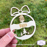 Bola Natal com Laço - Pai Natal e Pinheiros