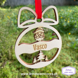 Bola Natal com Laço - Pai Natal e Pinheiros