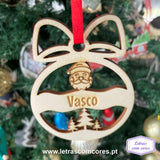 Bola Natal com Laço - Pai Natal e Pinheiros