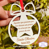 Bola Natal com Laço - Com Frase Personalizável