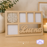 Nome 4 Fotos com Mandala Floral Decorativa