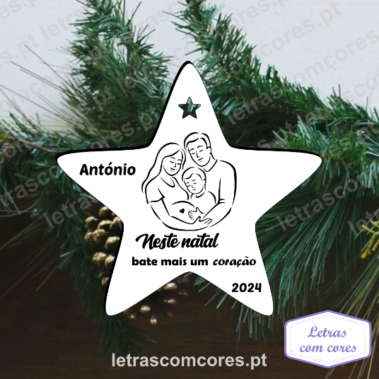 Bola Natal - Neste natal bate mais um coração - Modelo 2 - com Nome e Ano