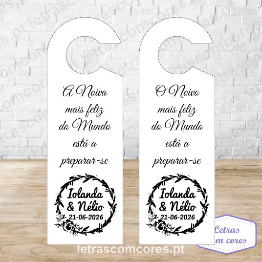 Noiva e Noivo em Preparação - Coroa Raminhos