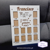 Moldura 1 ano - 12 Meses - Com Nome e Dados Nascimento