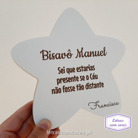 Estrela com Frase ou Dedicatória