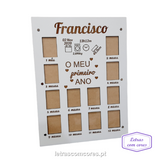 Moldura 1 ano - 12 Meses - Com Nome e Dados Nascimento