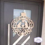 Presépio "Feliz Natal" (Placa para Porta)